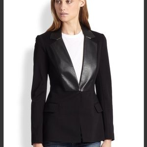 Bailey 44 Black Leather Lapel Blazer sz L